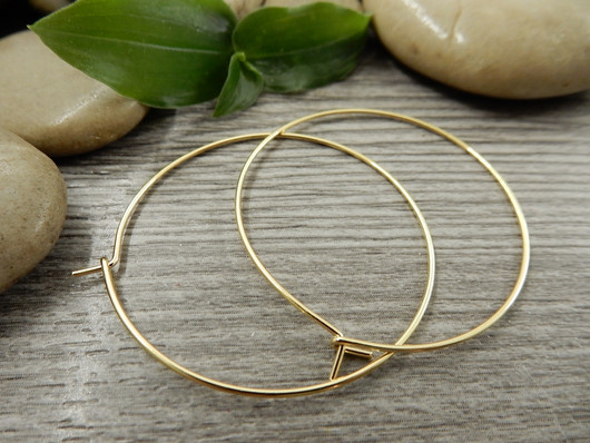 Korvakorurengas, 35x0.6mm, 18K/vaaleakulta/rst, 1pari