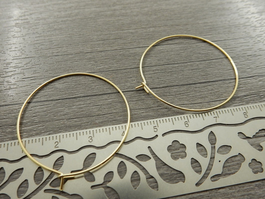 Korvakorurengas, 35x0.6mm, 18K/vaaleakulta/rst, 1pari