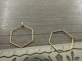Korvakorurengas hexagon, 26x19.5x0.6mm, 18K/vaaleakulta/rst, 1pari