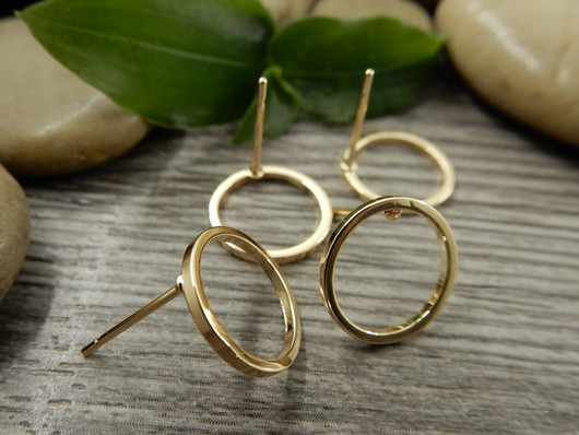 Korvakorutappi rengas, 12x13mm, 18K/ vaaleakulta, 1pari