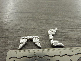 Metallihelmi/ riipus siivet, 19x11mm, kirkashopea, 10kpl