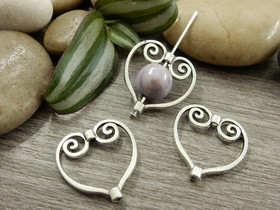 Helmikehys sydän, 21x20mm, kromi, 10kpl