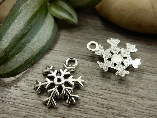 Lumihiutaleriipus, 16x13mm, kromi, 1kpl