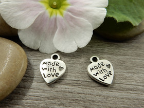 Made with love riipus, 13x10mm, kromi, 1kpl 