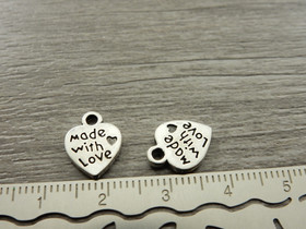 Made with love riipus, 13x10mm, kromi, 1kpl 