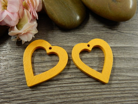 Puuriipus sydän, 25x23mm, tummankeltainen, 1kpl