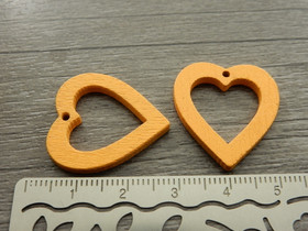 Puuriipus sydän, 25x23mm, oranssi, 1kpl