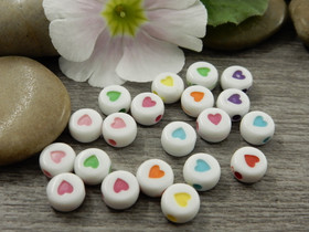 Akryylihelmi sydän, 7mm, mix setti, 20kpl