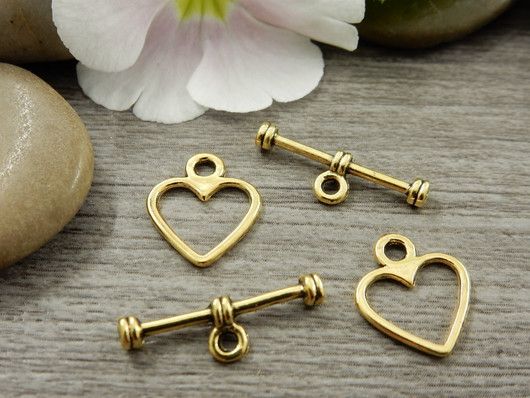 Salpalukko sydän, 12x14mm, kulta, 1setti