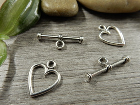 Salpalukko sydän, 12x14mm, kromi, 1setti