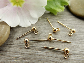 Korvakorutappi lenkillä, 3x14mm, 18K/vaaleakulta, 1pari