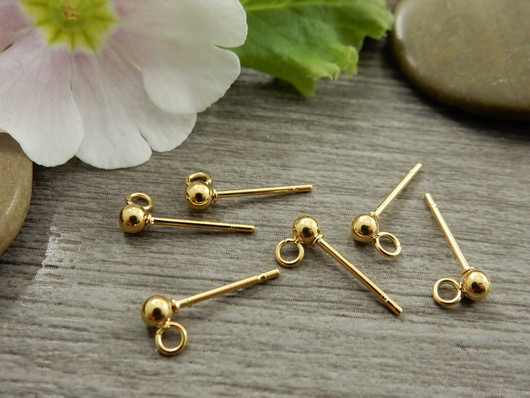 Korvakorutappi lenkillä, 3x15mm, 24K/kulta/rst, 1pari