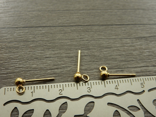 Korvakorutappi lenkillä, 3x15mm, 24K/kulta/rst, 1pari