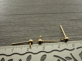 Korvakorutappi lenkillä, 3x14mm, 18K/kulta/rst, 1pari