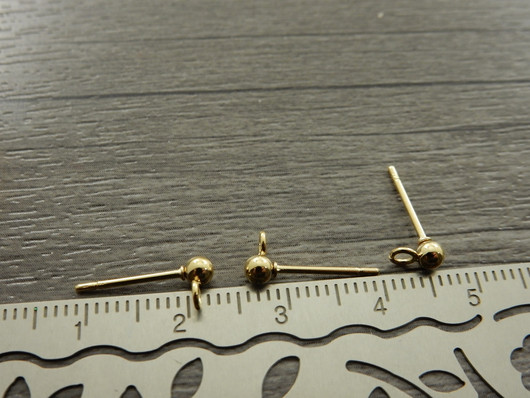 Korvakorutappi lenkillä, 3x14mm, 18K/kulta/rst, 1pari