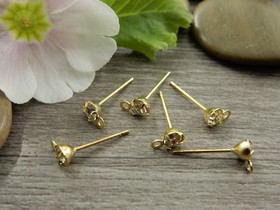Korvakorutappi lenkillä strassi, 4x15mm, kulta, 1pari