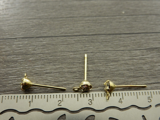 Korvakorutappi lenkillä strassi, 4x15mm, kulta, 1pari