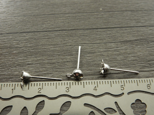 Korvakorutappi lenkillä strassi, 4x15mm, kirkashopea, 1pari