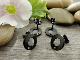 Korvakorutappi rengas+lukko, 10x10mm, musta/rst, 1pari