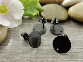 Korvakorutappi+lukko, 12x10mm, rst/musta, 1pari