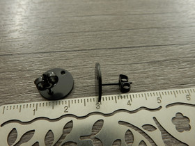 Korvakorutappi+lukko, 12x10mm, rst/musta, 1pari