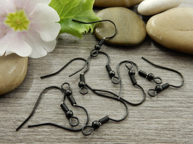 Korvakorukoukku 21x21mm, rst/musta, 10 paria