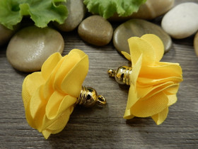 Tasseliriipus kukka 25x30mm, keltainen, 1kpl