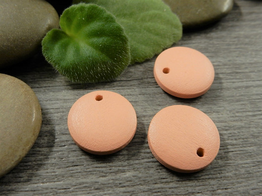 Puuriipus ympyrä, 15mm, persikka, 1kpl