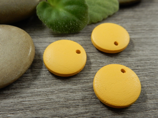 Puuriipus ympyrä, 15mm, keltainen, 1kpl