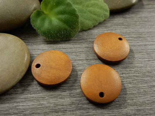Puuriipus ympyrä, 15mm, okra, 1kpl