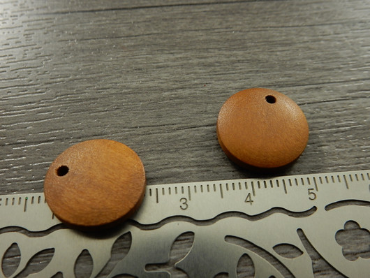 Puuriipus ympyrä, 15mm, okra, 1kpl