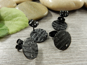 Korvakorutappi+lukko aalto, 12x10mm, musta/rst, 1pari