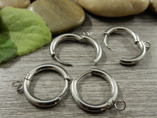 Korvakorurengas lenkillä huggie, 19x17x2.5mm, rst, 1pari