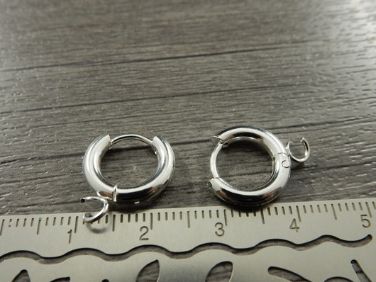 Korvakorurengas lenkillä huggie, 16x13.5x2.5mm, kirkashopea/rst, 1pari