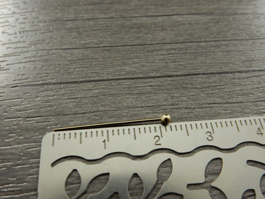 Korupiikki pallopää, 22x0.5mm, 24K vaaleakulta/rst, 50kpl
