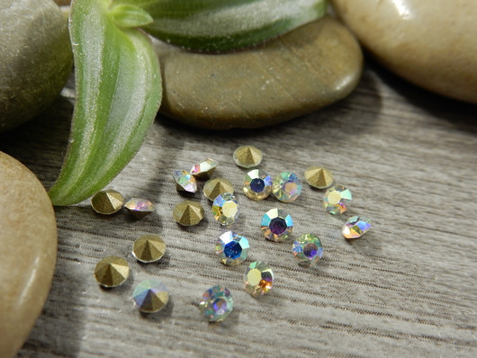 Strassit lasi, 3mm, kirkas ab, 50kpl