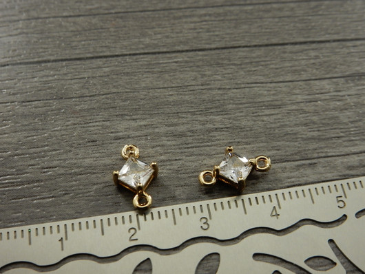 Strassiriipus/ linkki neliö, 11x7mm, vaaleakulta, 1kpl