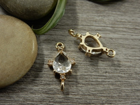 Strassiriipus/linkki pisara, 18x10mm, vaaleakulta, 1kpl