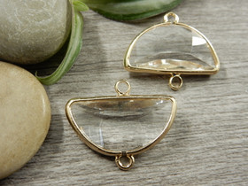 Strassiriipus/ linkki puoliympyrä, 19x24mm, vaaleakulta, 1kpl