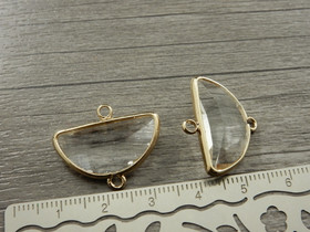 Strassiriipus/ linkki puoliympyrä, 19x24mm, vaaleakulta, 1kpl