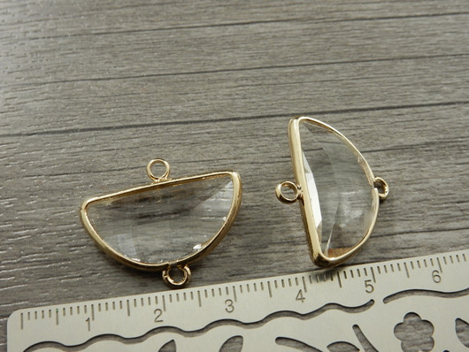 Strassiriipus/ linkki puoliympyrä, 19x24mm, vaaleakulta, 1kpl