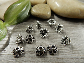 Helmihattu kukka, 6mm, kromi, 20kpl