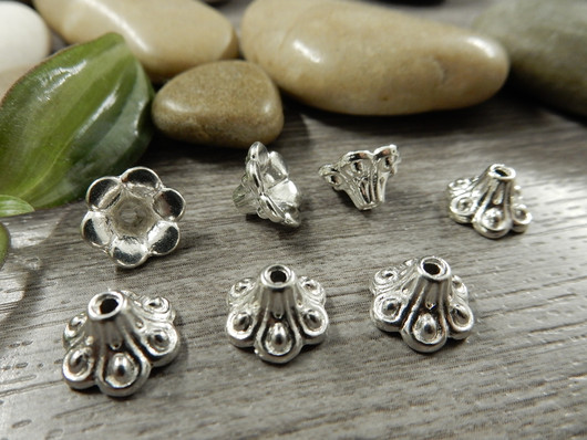 Helmihattu kukka, 9x5mm, kirkashopea, 20kpl