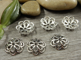 Helmihattu kukka, 14x4mm,kromi,  20kpl