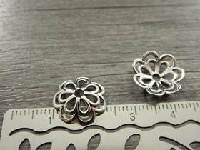 Helmihattu kukka, 14x4mm,kromi,  20kpl