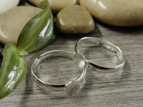 Sormuspohja säädettävä, n.17mm, 6mm, kirkashopea, 1kpl