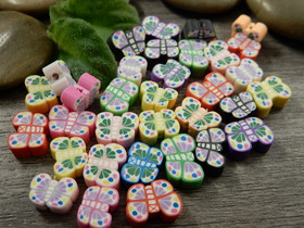 Fimohelmi perhonen, n.10mm, mixsetti, 20kpl