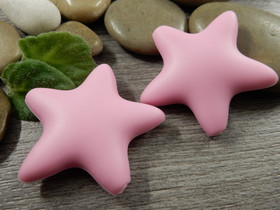 Silikonihelmi tähti, 35x38mm, pinkki, 1kpl