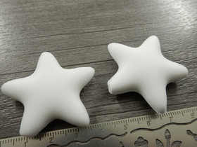 Silikonihelmi tähti, 35x38mm, valkoinen, 1kpl