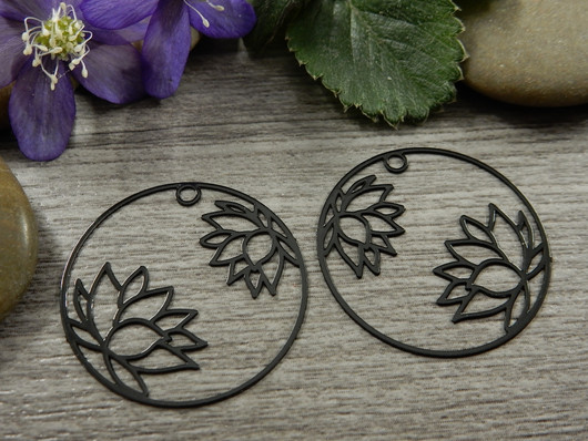 Kukkariipus lotus/linkki, 27mm, musta, 1kpl